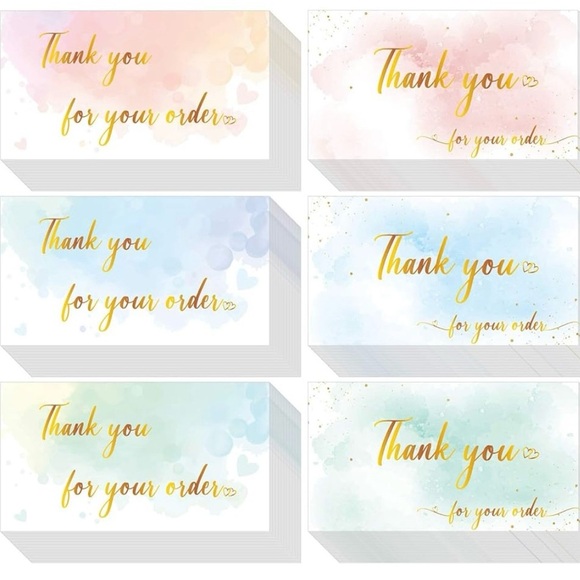 50 Thank you cards, water color custom gold foil - Picture 2 of 3